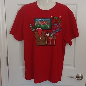 Men's L Christmas Football Red Short Sleeve Tee-Shirt 100% Cotton Unbranded